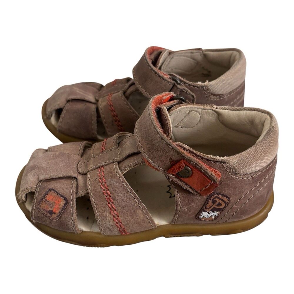 PRIMIGI Boys Leather Sandals Size EU 25 US 8.5 Brown Orange Closed Toe Toddler